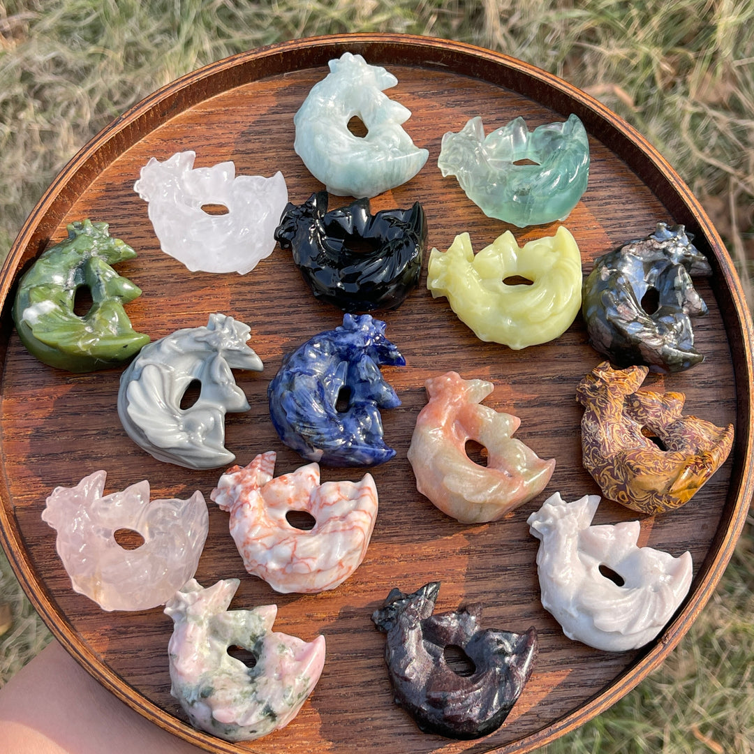 Natural Crystal Carving Moon Nine-Tailed Fox