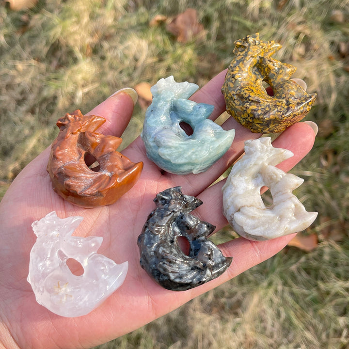 Natural Crystal Carving Moon Nine-Tailed Fox