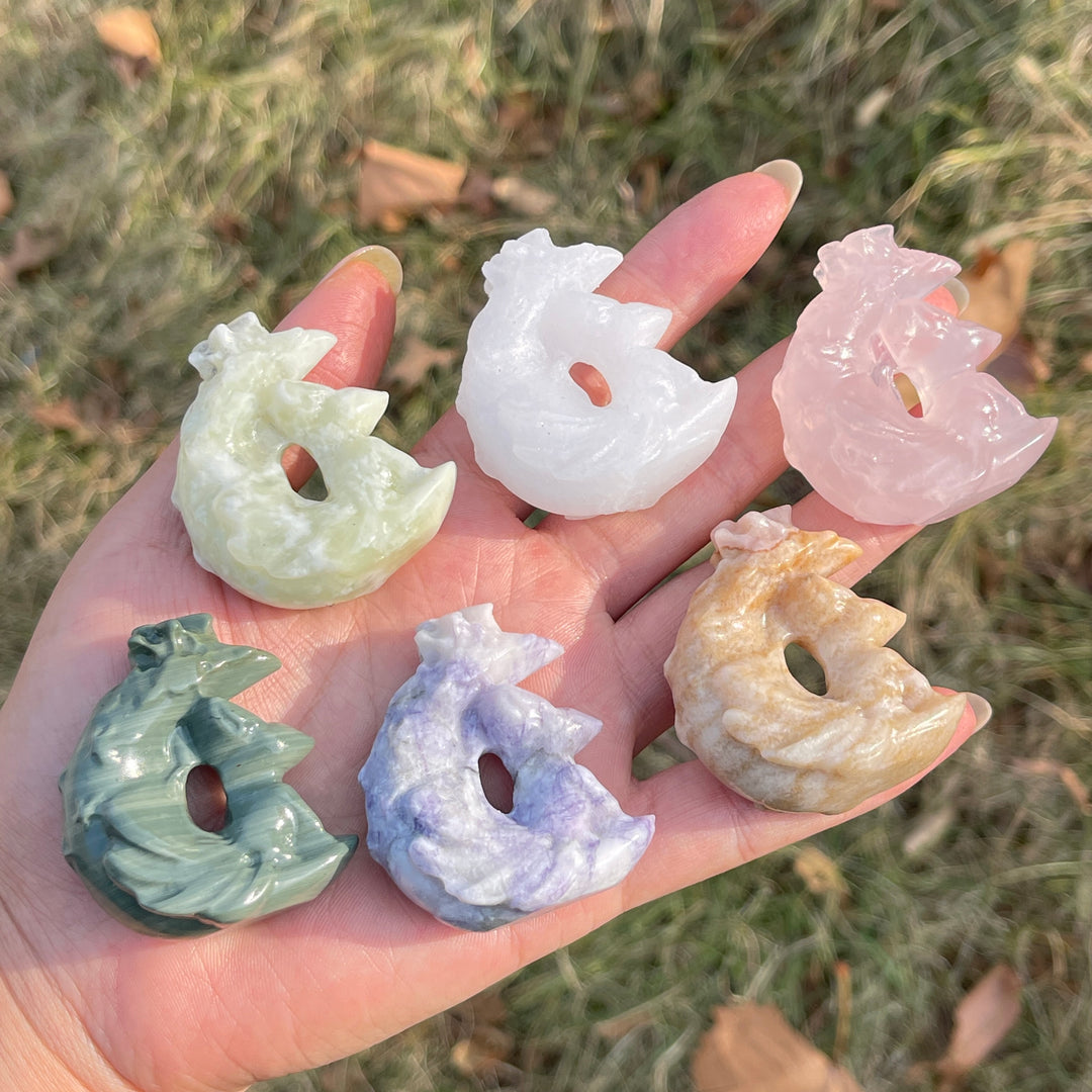 Natural Crystal Carving Moon Nine-Tailed Fox