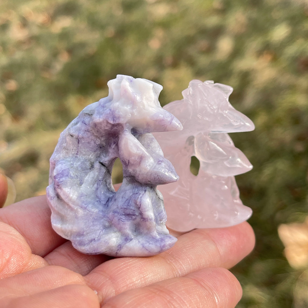 Natural Crystal Carving Moon Nine-Tailed Fox