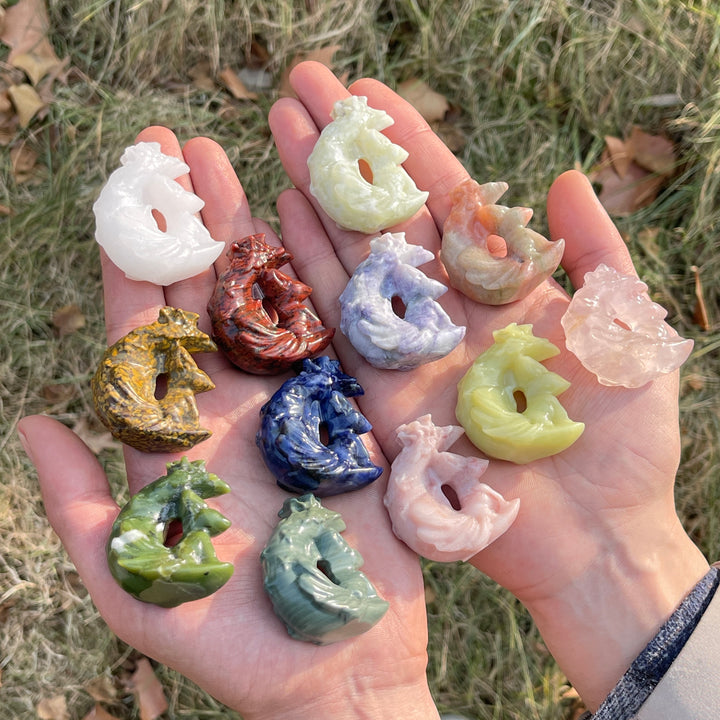 Natural Crystal Carving Moon Nine-Tailed Fox