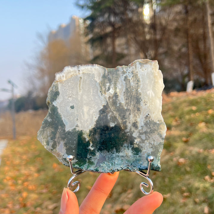 Natural Crystal Moss Agate Slice