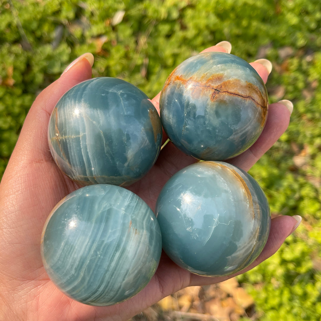 Natural Crystal Lemurian Aquatine Calcite Sphere