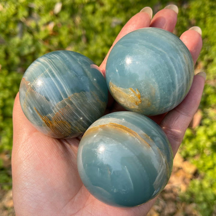 Natural Crystal Lemurian Aquatine Calcite Sphere