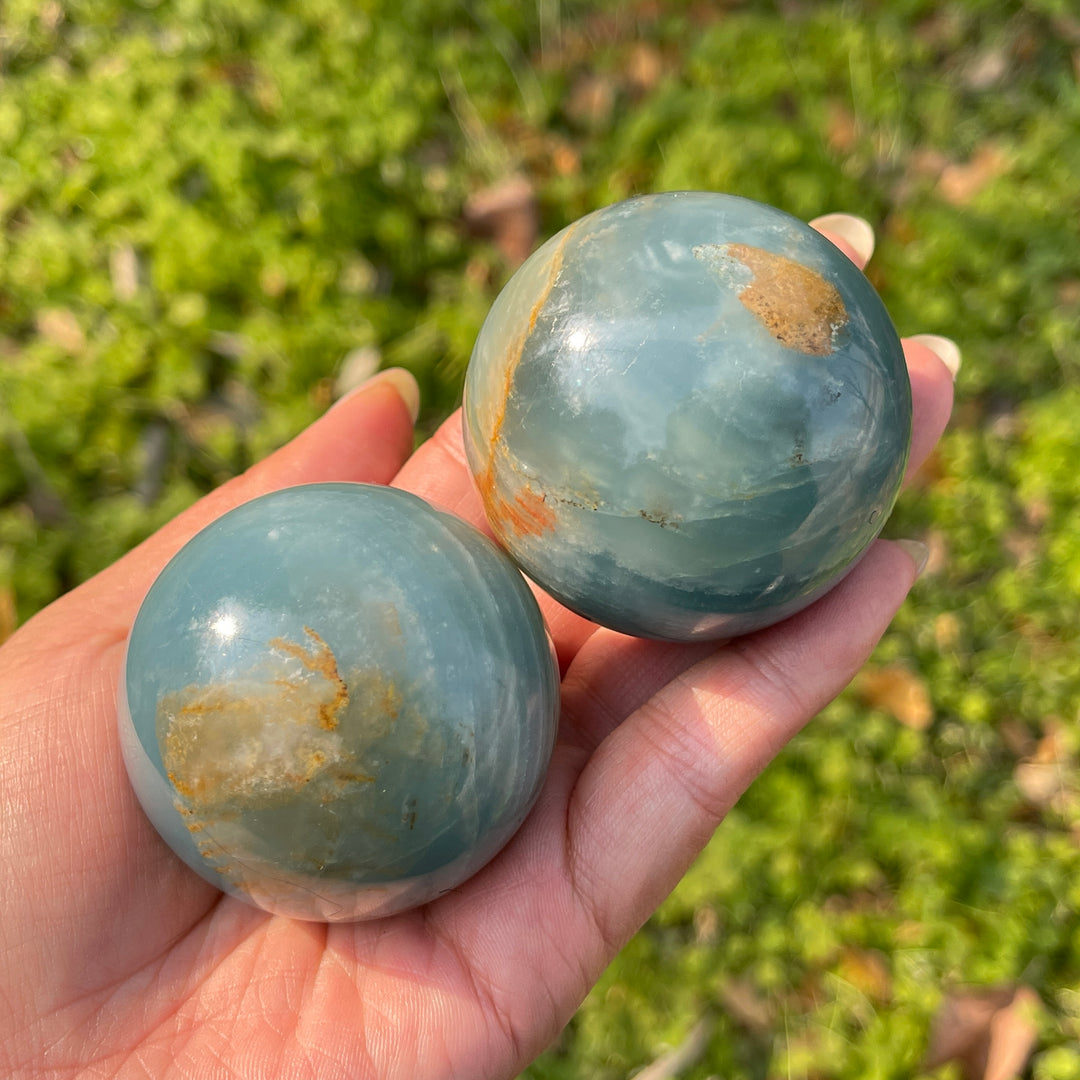 Natural Crystal Lemurian Aquatine Calcite Sphere