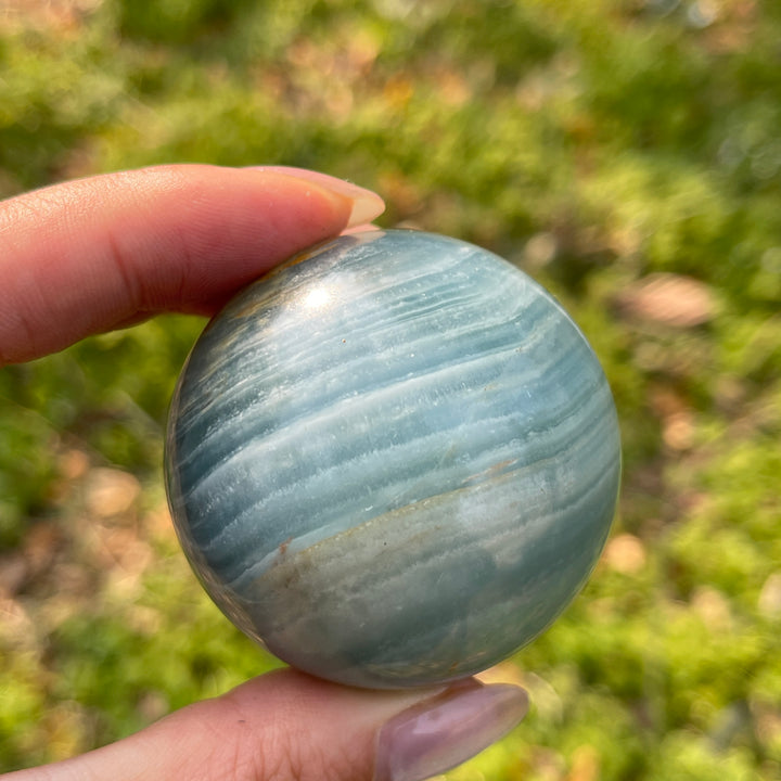 Natural Crystal Lemurian Aquatine Calcite Sphere
