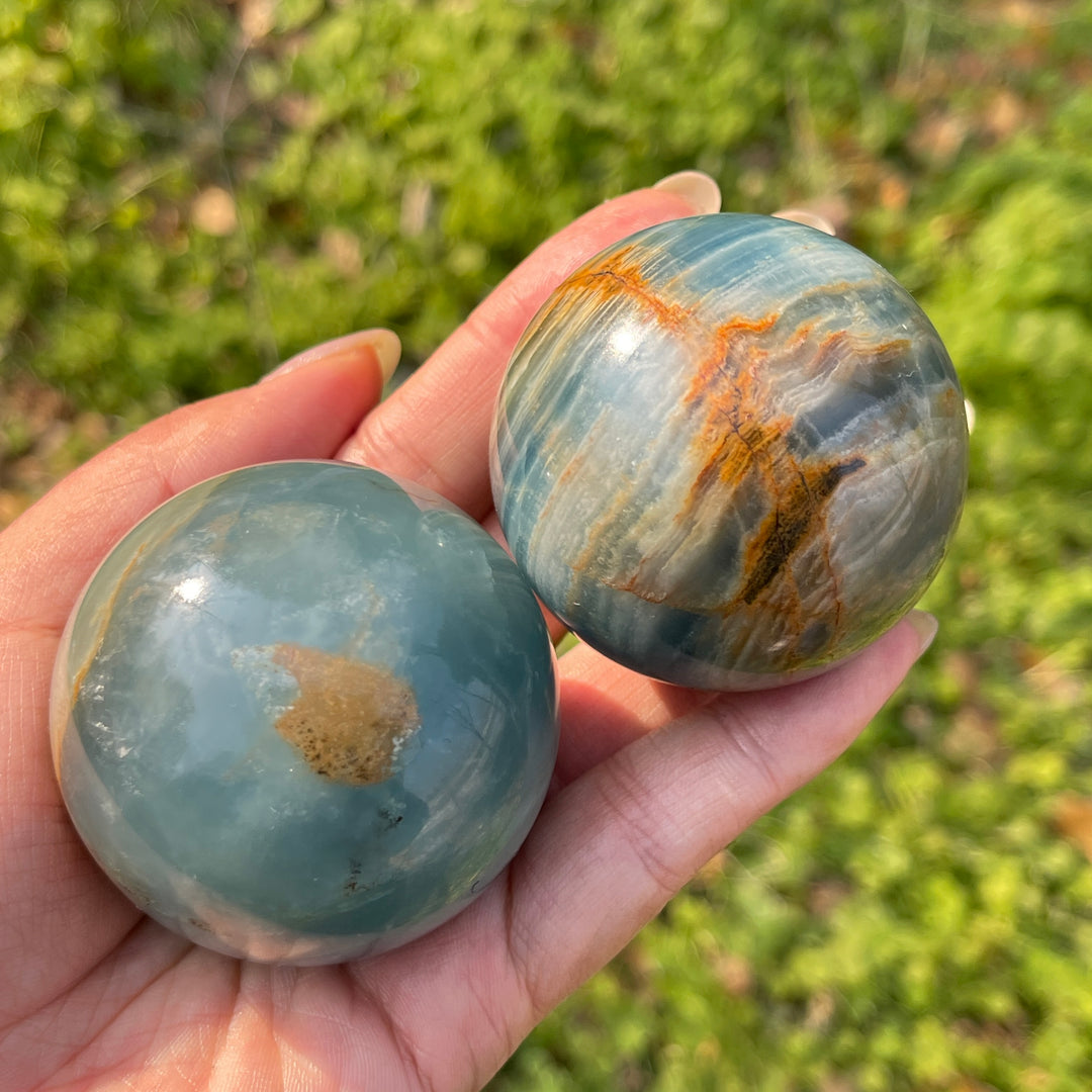 Natural Crystal Lemurian Aquatine Calcite Sphere