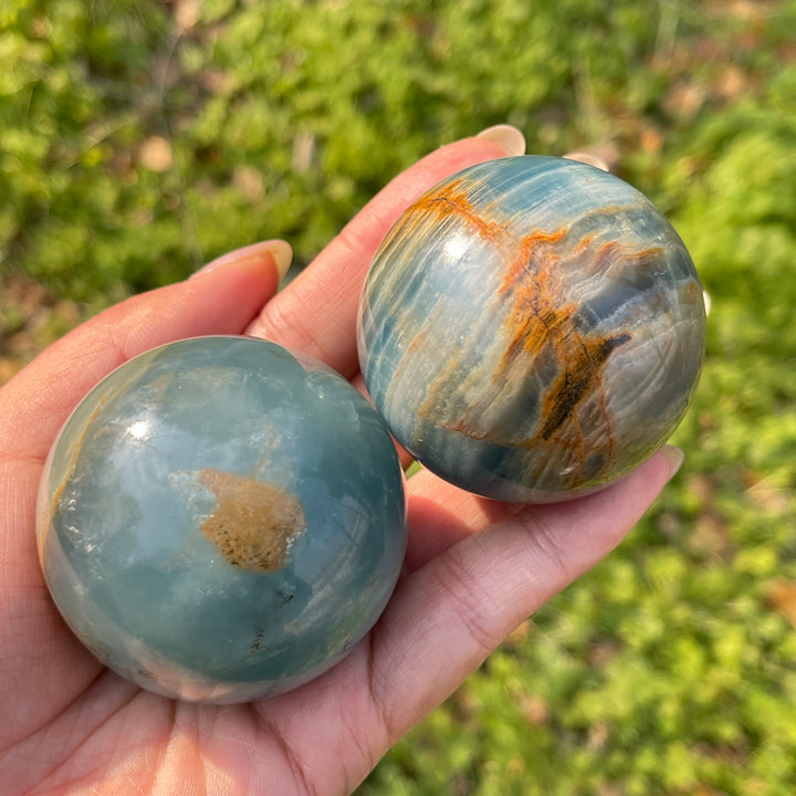 Natural Crystal Lemurian Aquatine Calcite Sphere