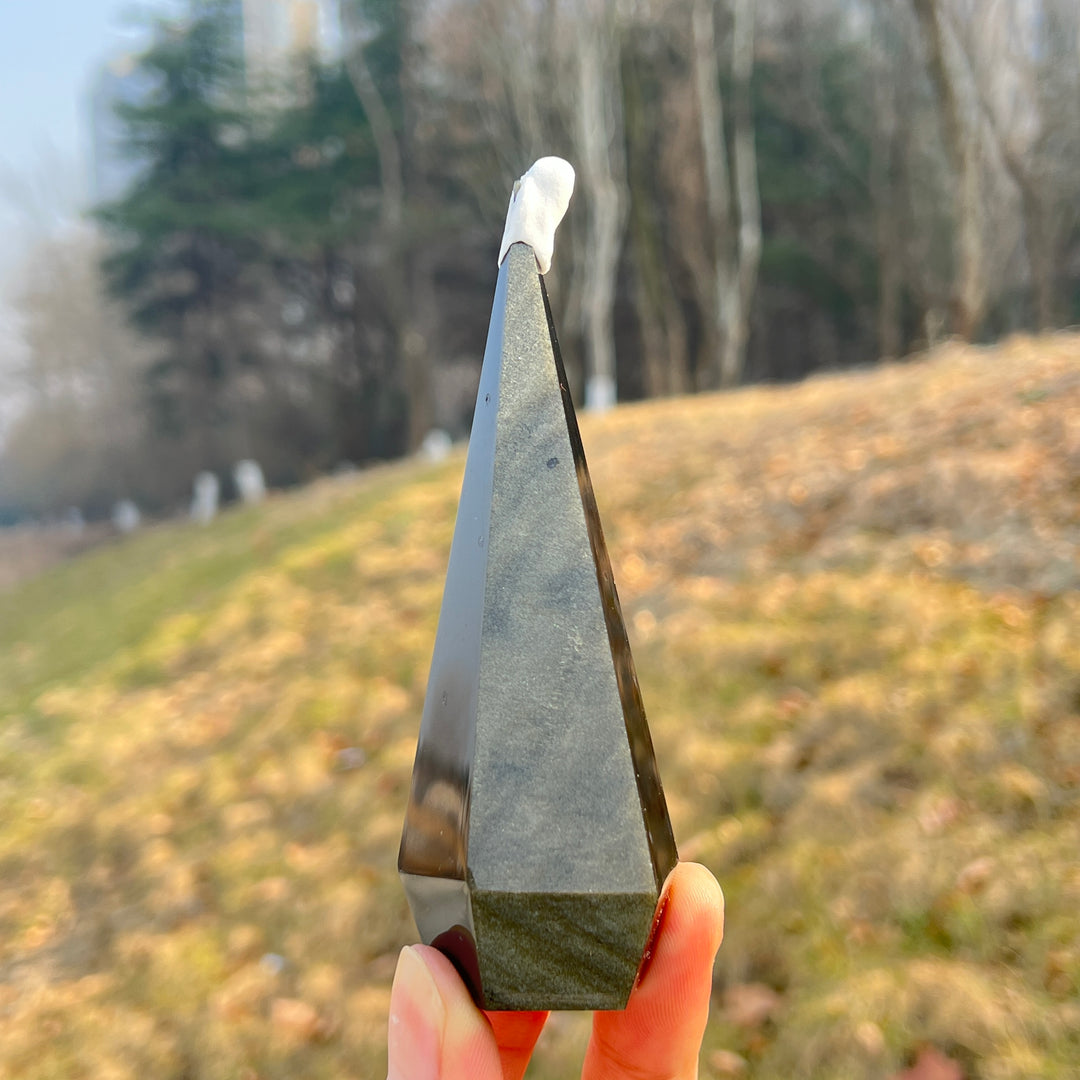 Natural Golden Obsidian Diamond Tower