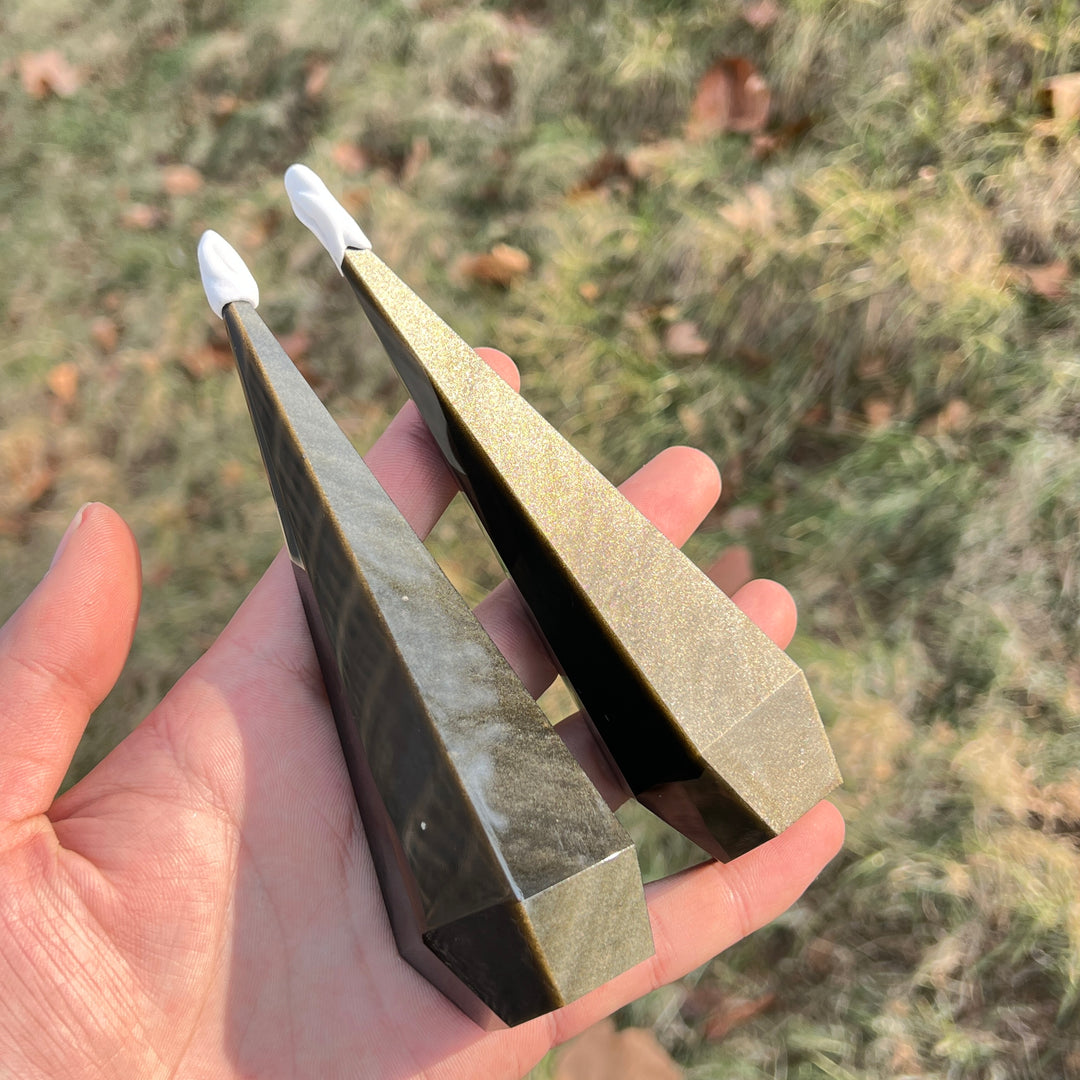 Natural Golden Obsidian Diamond Tower