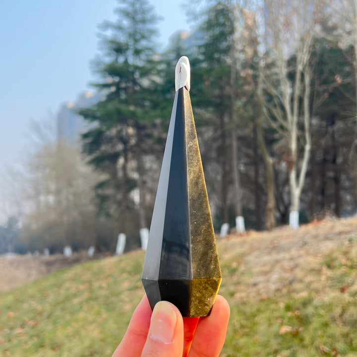 Natural Golden Obsidian Diamond Tower