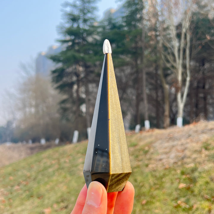 Natural Golden Obsidian Diamond Tower