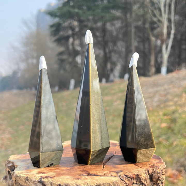 Natural Golden Obsidian Diamond Tower