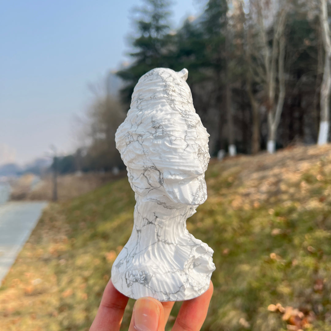 Natural Crystal Howlite Owl Carving