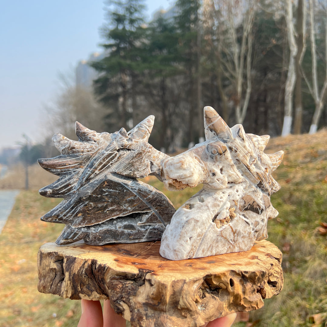 Unique,Natural Crystal Carving Agate Geode Unicorn
