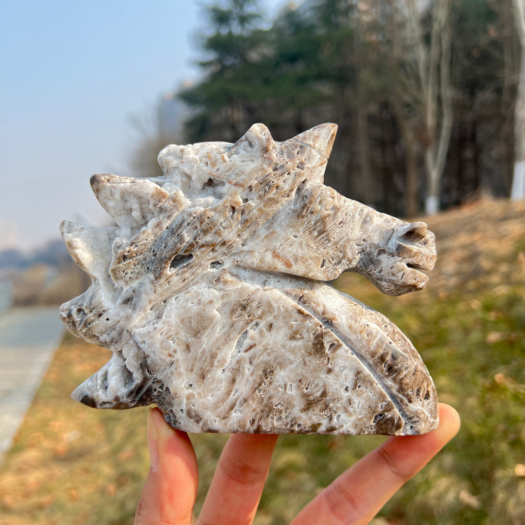 Unique,Natural Crystal Carving Agate Geode Unicorn