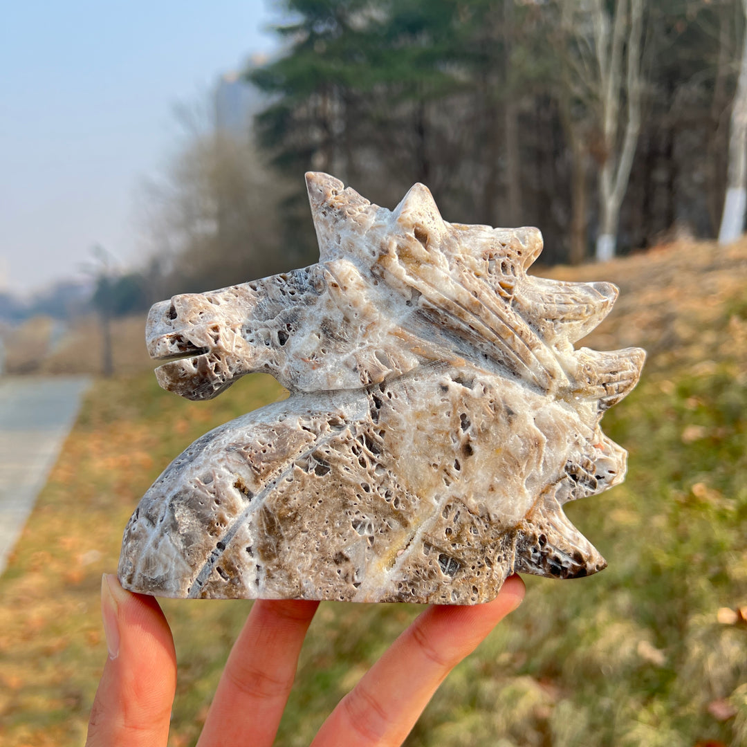 Unique,Natural Crystal Carving Agate Geode Unicorn