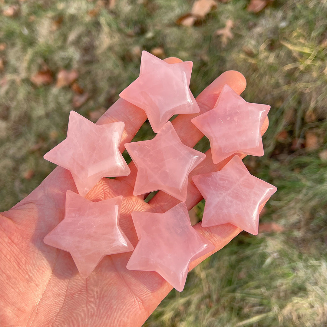 Natural Crystal Carving Rose Quartz Star