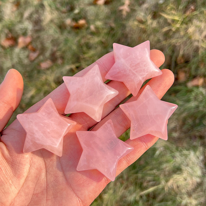 Natural Crystal Carving Rose Quartz Star