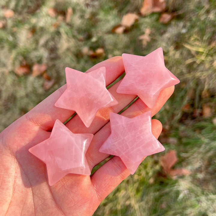 Natural Crystal Carving Rose Quartz Star
