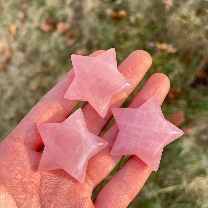 Natural Crystal Carving Rose Quartz Star