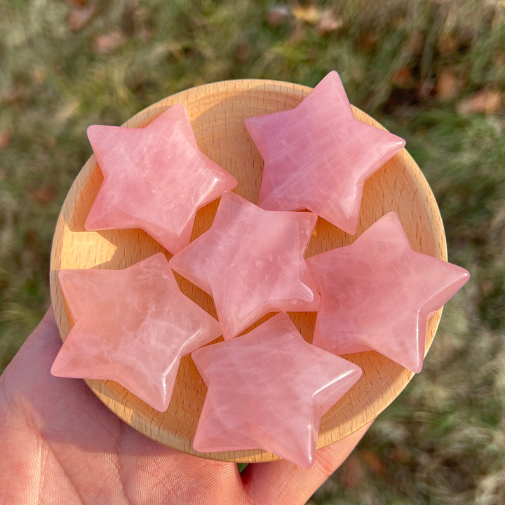 Natural Crystal Carving Rose Quartz Star