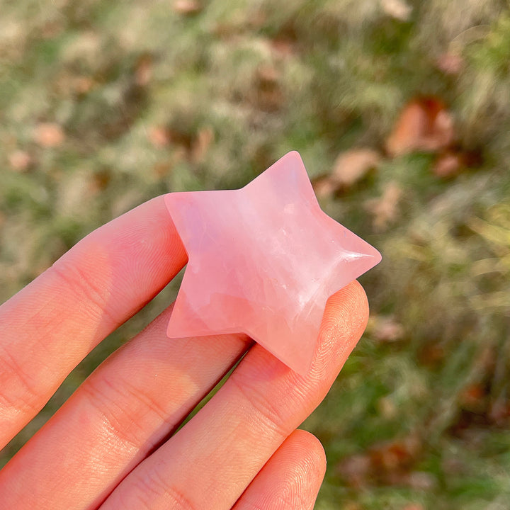 Natural Crystal Carving Rose Quartz Star