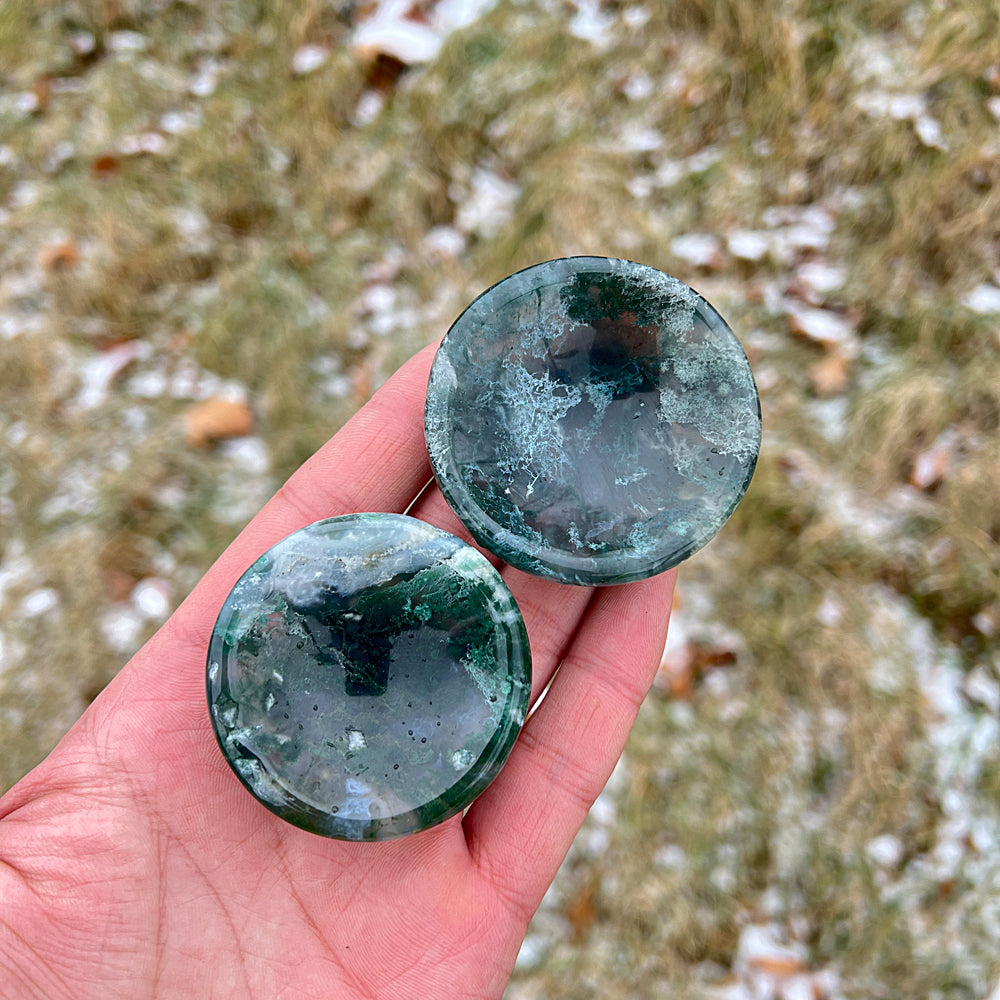 Natural Crystal Moss Agate Small Bowl