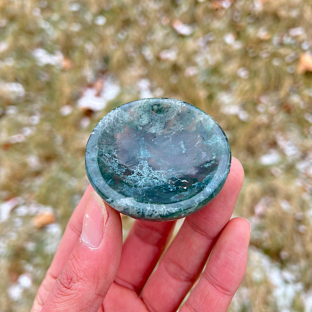 Natural Crystal Moss Agate Small Bowl