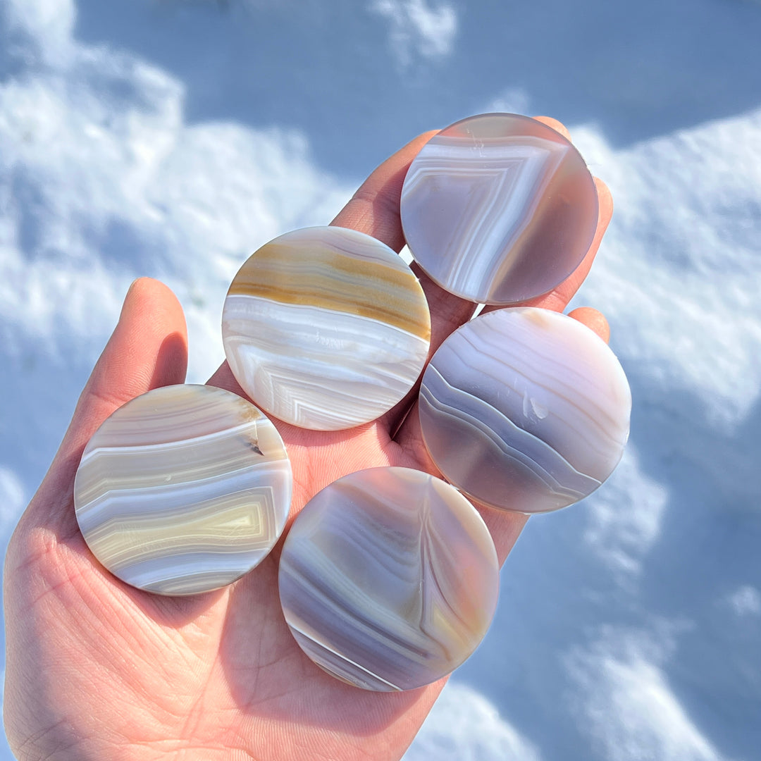 Natural Crystal Agate Round Slice