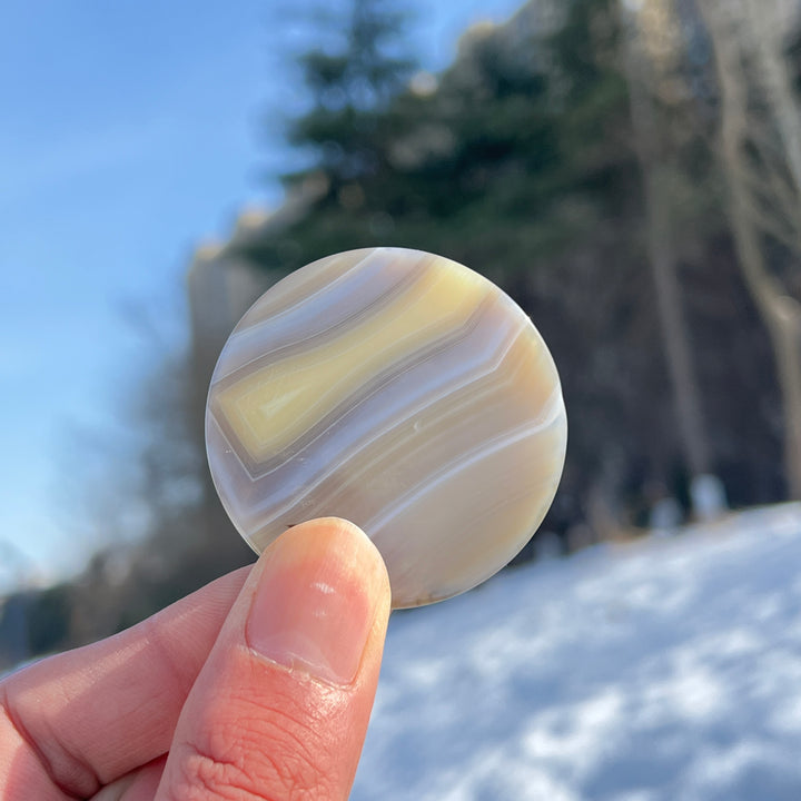 Natural Crystal Agate Round Slice