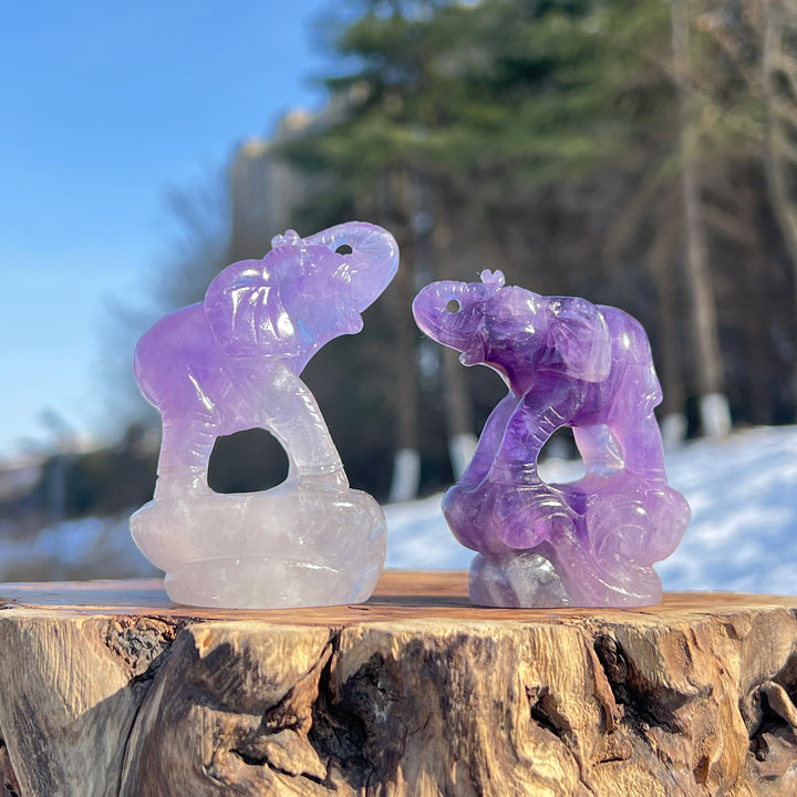 Natural Carving Amethyst Elephant