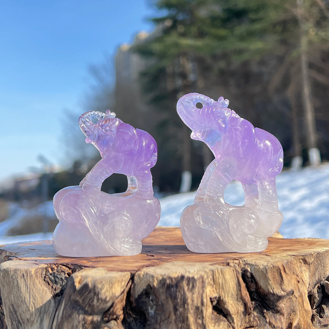 Natural Carving Amethyst Elephant