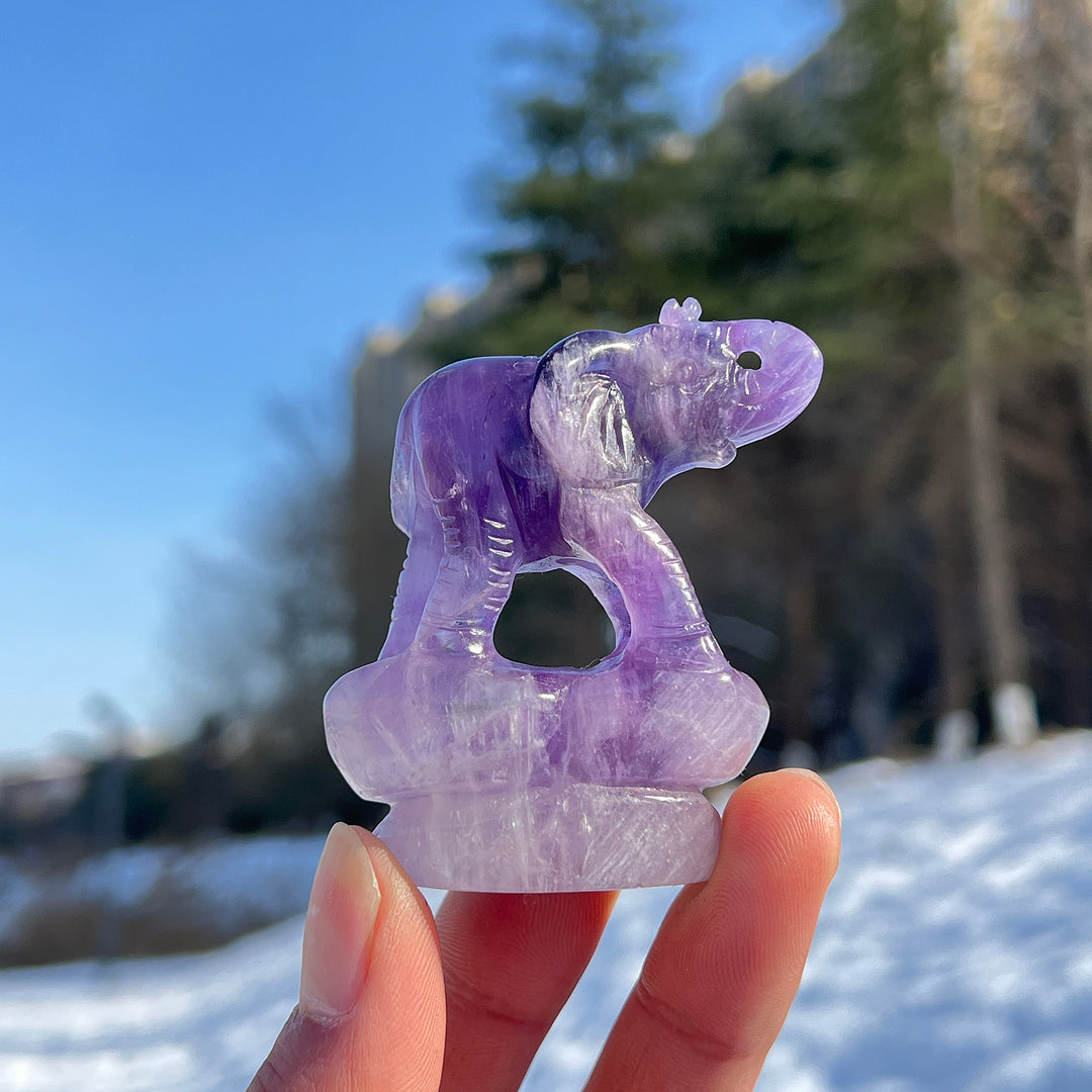 Natural Carving Amethyst Elephant