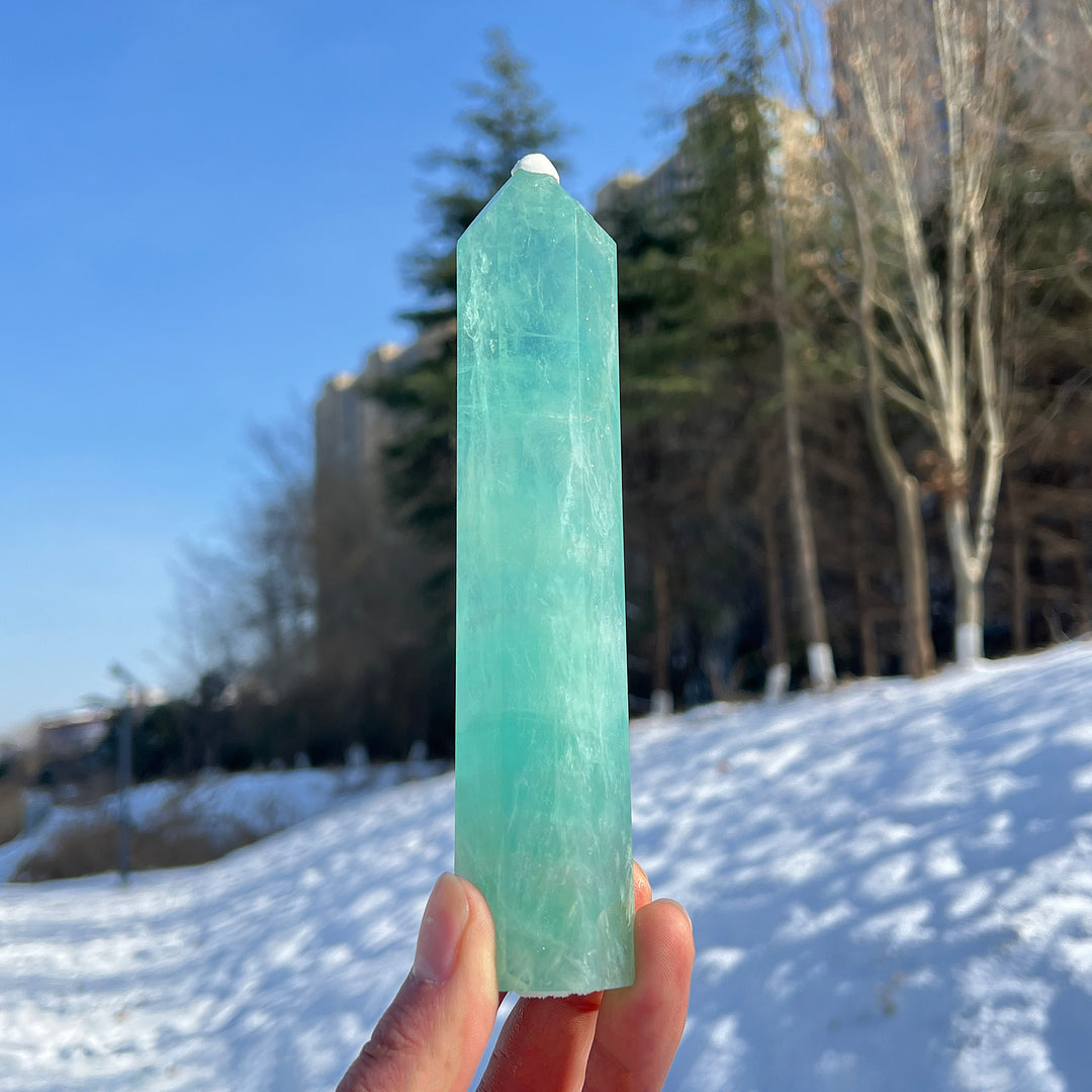 Natural Large Green Fluorite Point