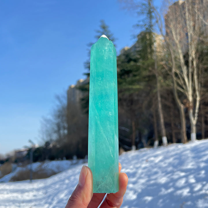 Natural Large Green Fluorite Point