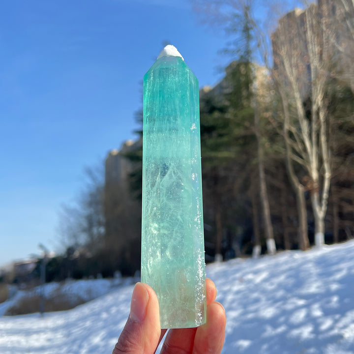 Natural Large Green Fluorite Point