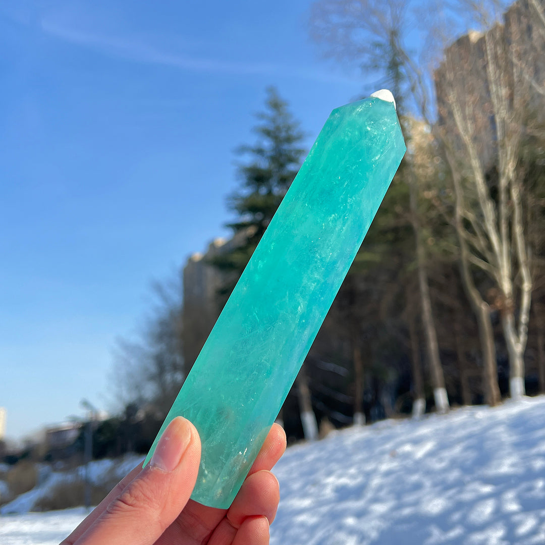 Natural Large Green Fluorite Point