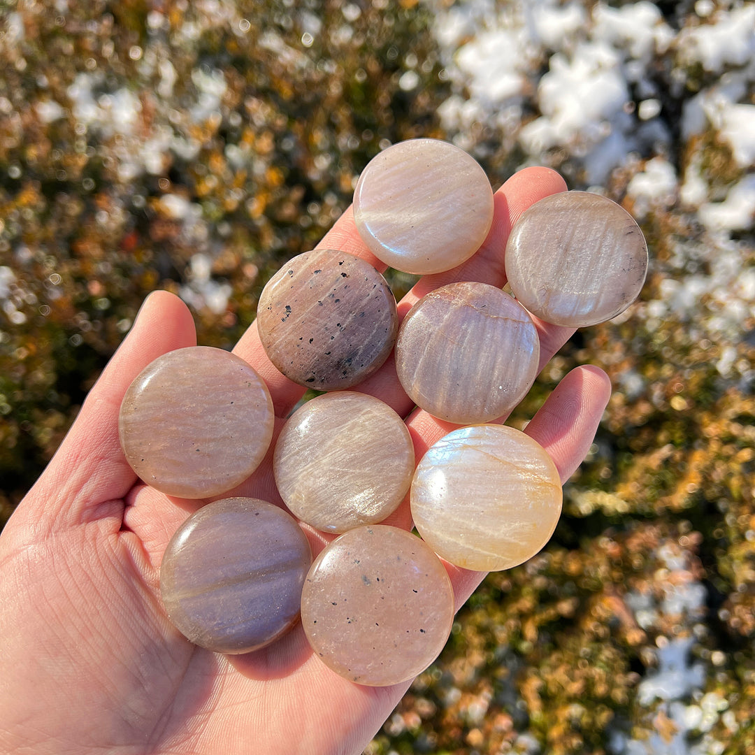 Natural Moonstone Round Palm Stone