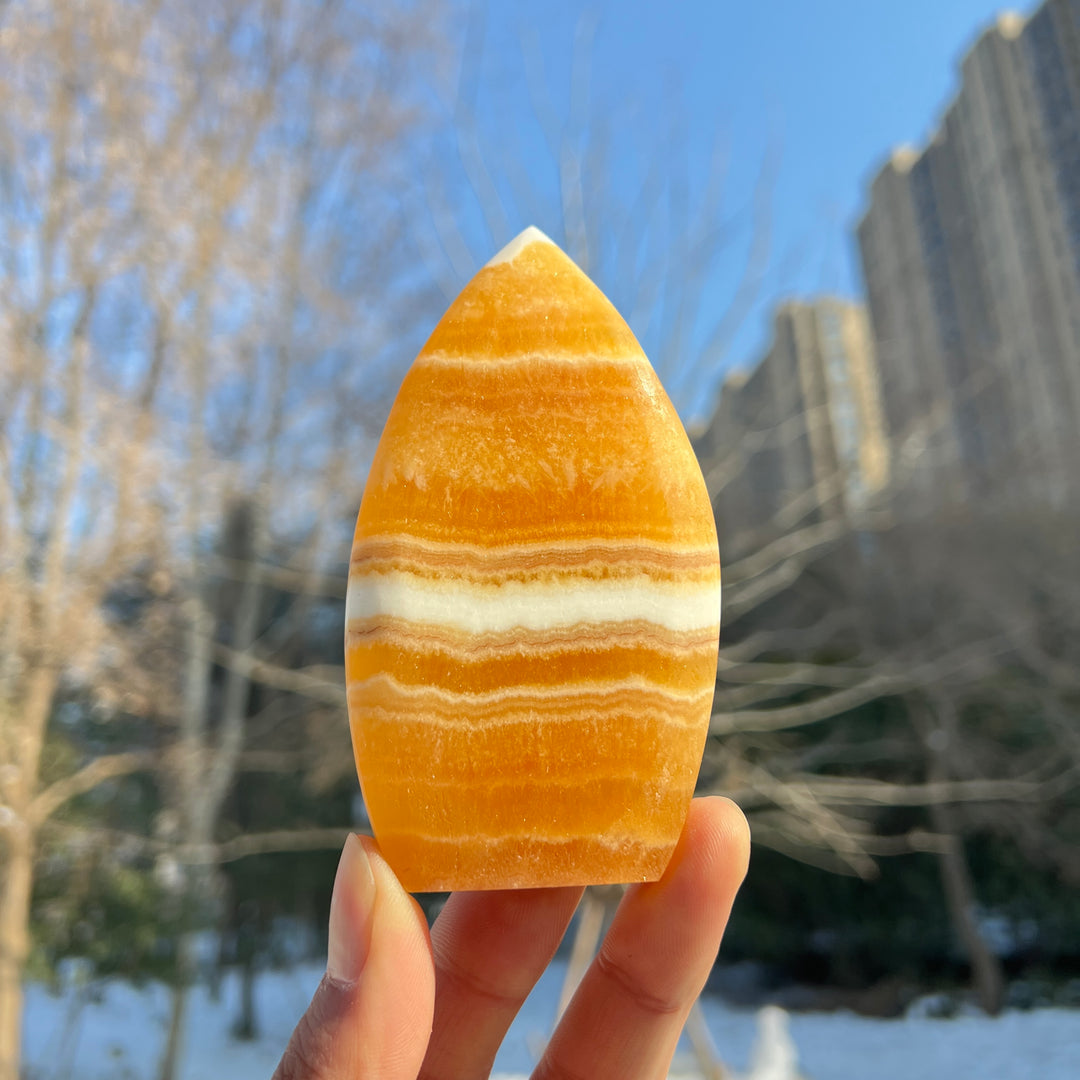 Natural Crystal Yellow Calcite Teardrop