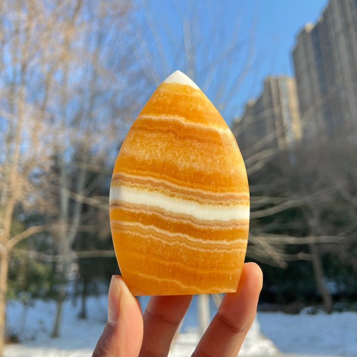 Natural Crystal Yellow Calcite Teardrop