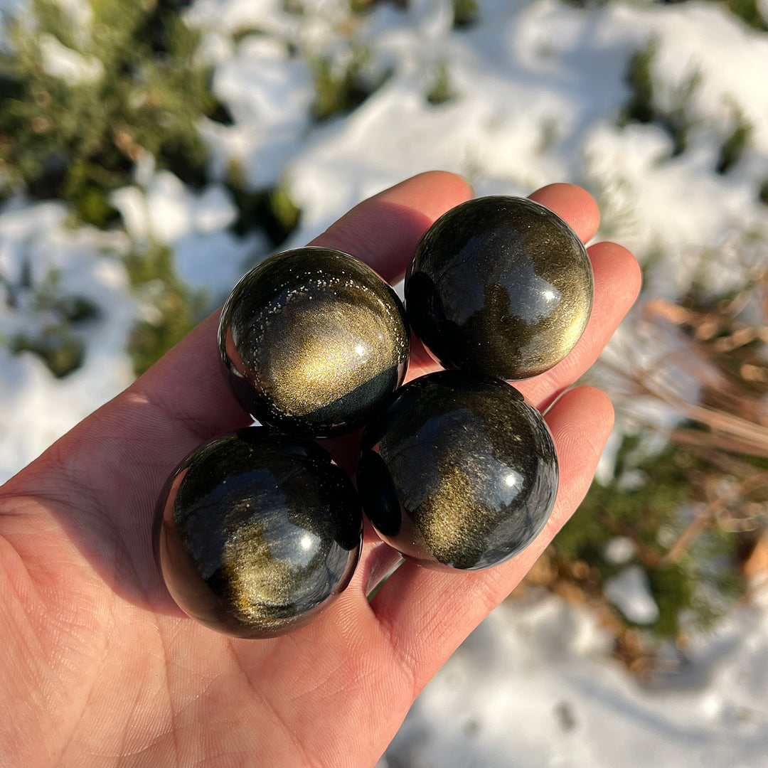 Natural Crystal Golden Obsidian Sphere