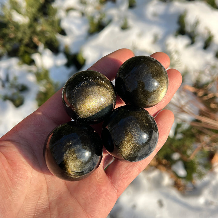 Natural Crystal Golden Obsidian Sphere