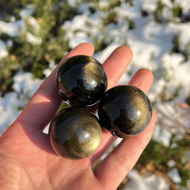 Natural Crystal Golden Obsidian Sphere