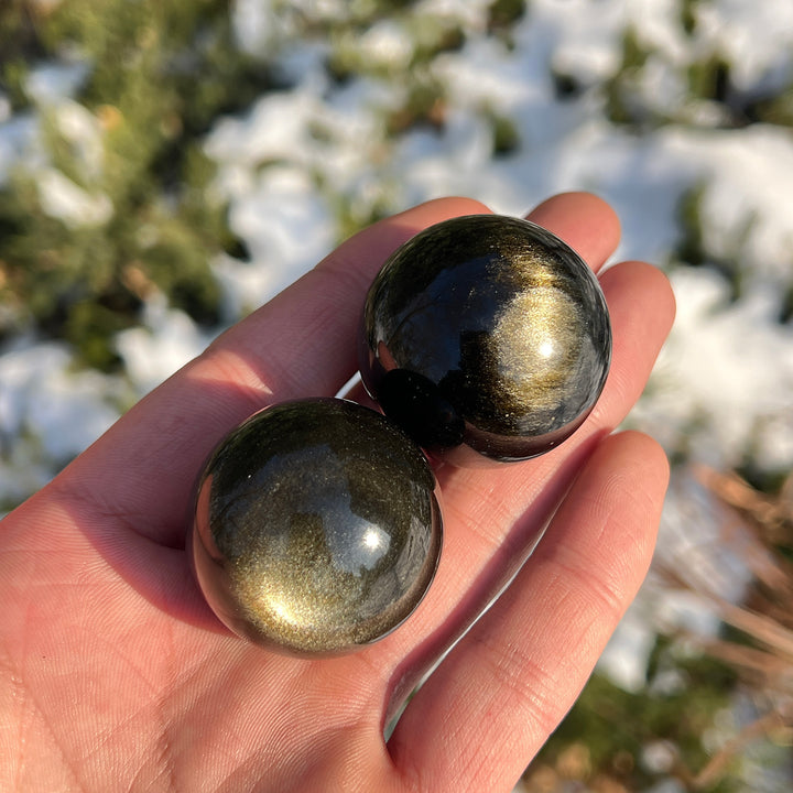 Natural Crystal Golden Obsidian Sphere