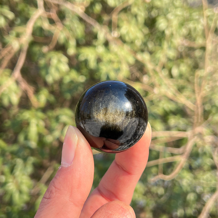 Natural Crystal Golden Obsidian Sphere
