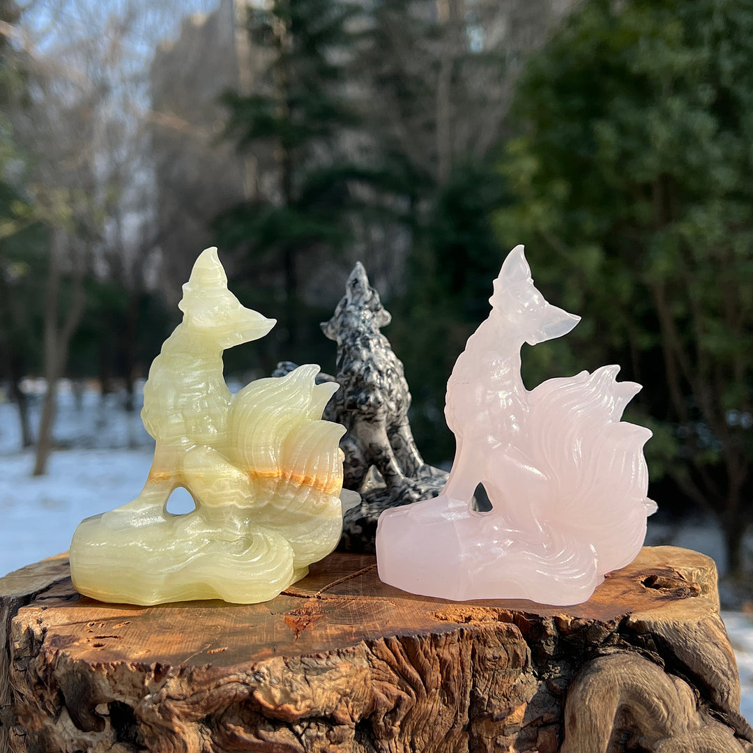 Soleil et Lune en Obsidienne Dorée/Argentée