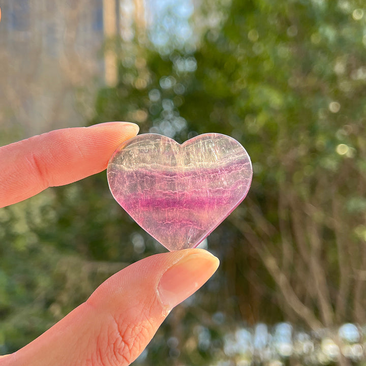 Natural Crystal Fluorite Heart Palm Stone