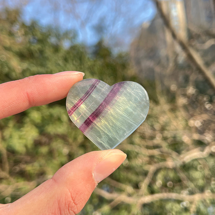 Natural Crystal Fluorite Heart Palm Stone