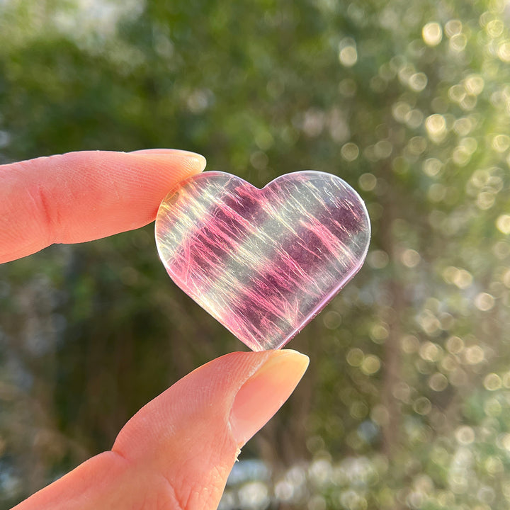 Natural Crystal Fluorite Heart Palm Stone